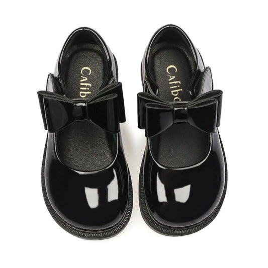 Girl's Hook & Loop Glossy Mary Jane Leather School Shoes