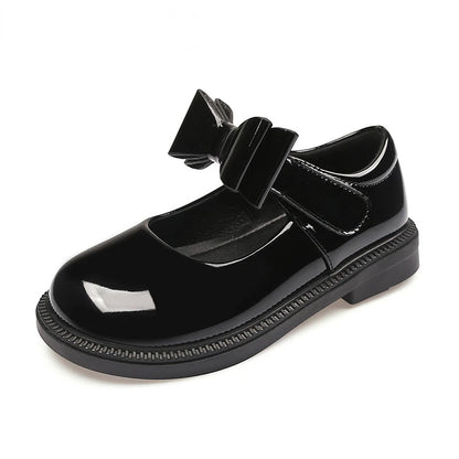 Girl's Hook & Loop Glossy Mary Jane Leather School Shoes