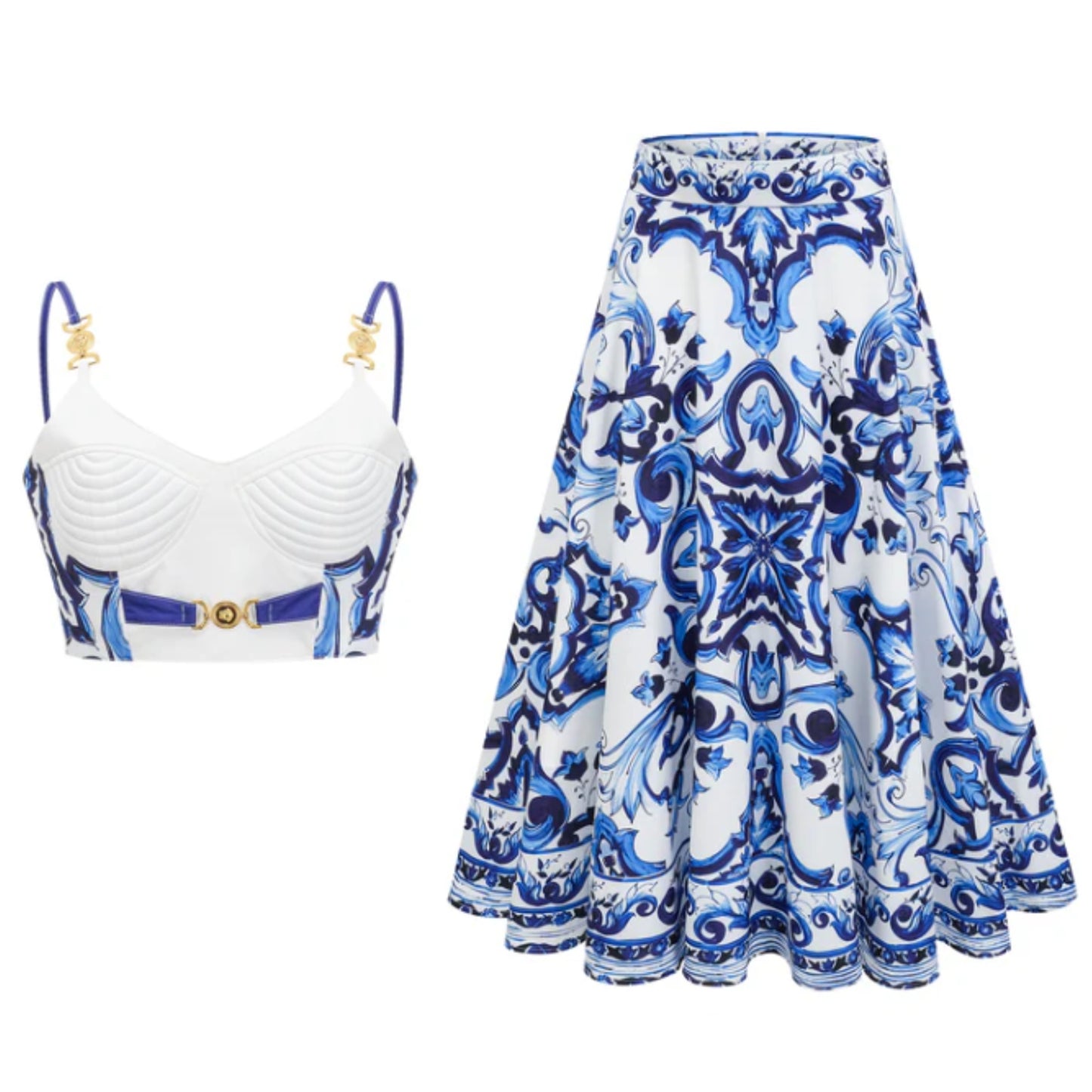 ZYLUS Eross Suspender Top + Skirt 2Pcs Set