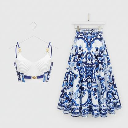 ZYLUS Eross Suspender Top + Skirt 2Pcs Set
