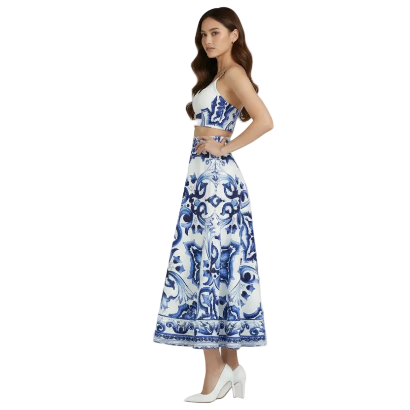 ZYLUS Eross Suspender Top + Skirt 2Pcs Set