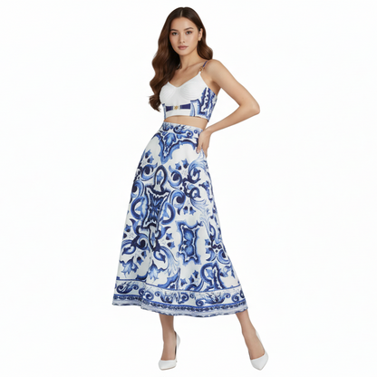 ZYLUS Eross Suspender Top + Skirt 2Pcs Set