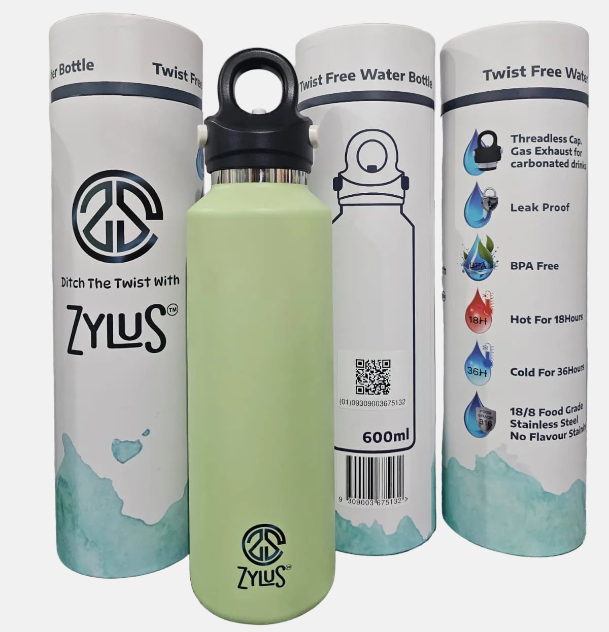 Stainless Steel Insulated Twist Free Water Bottle - 1 Liter