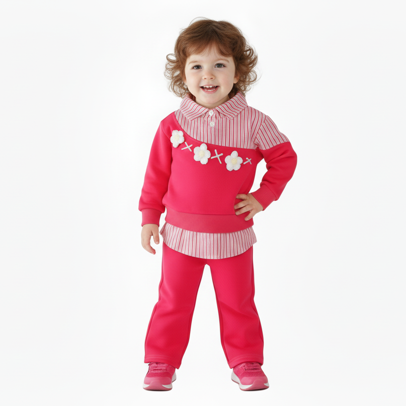 Girls' 3D Blooming Flora 2-Piece Outfit Set