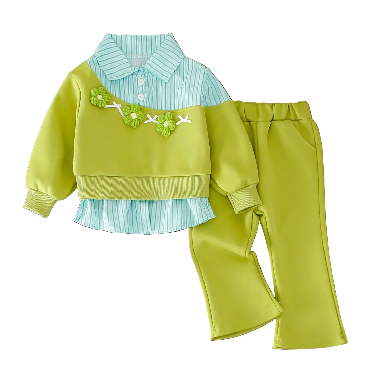 Girls' 3D Blooming Flora 2-Piece Outfit Set