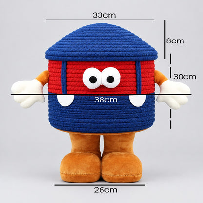 Cute 3D Monster Woven Cotton Rope Storage Basket with Feet