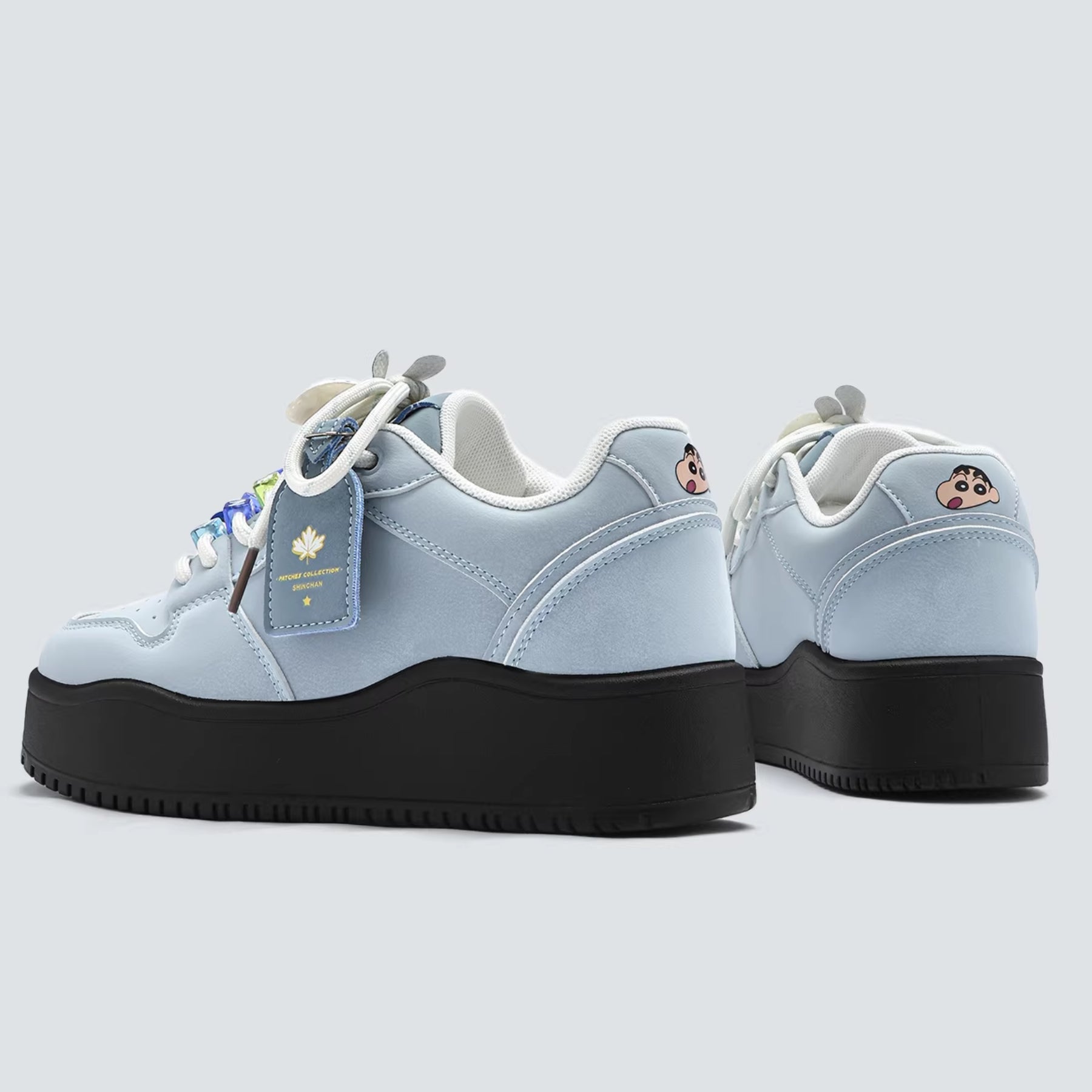 Crayon Shin-Chan Collaboration Mismatched Pastel Platform Sneakers