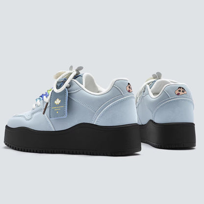 Crayon Shin-Chan Collaboration Mismatched Pastel Platform Sneakers