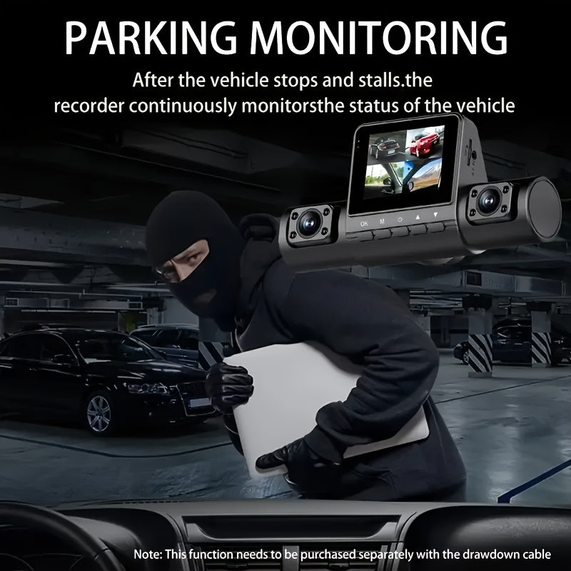 4-Channel Car Dashboard Camera With FHD 1080P Front And 720P Side And Rear, Night Vision, Loop Recording, And 24-Hour Parking Surveillance