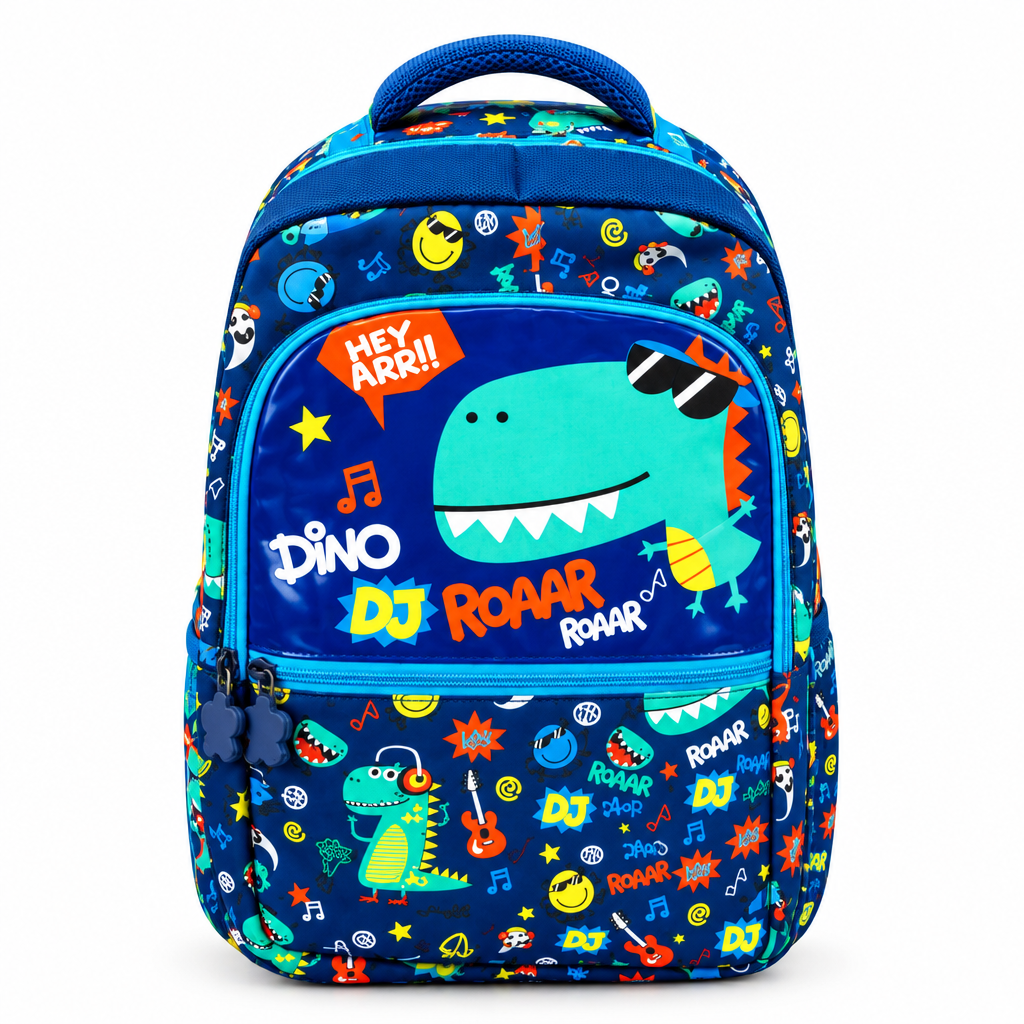 2-Piece Kids Funky Dinosaur Backpack & Duffel Bag Travel Set