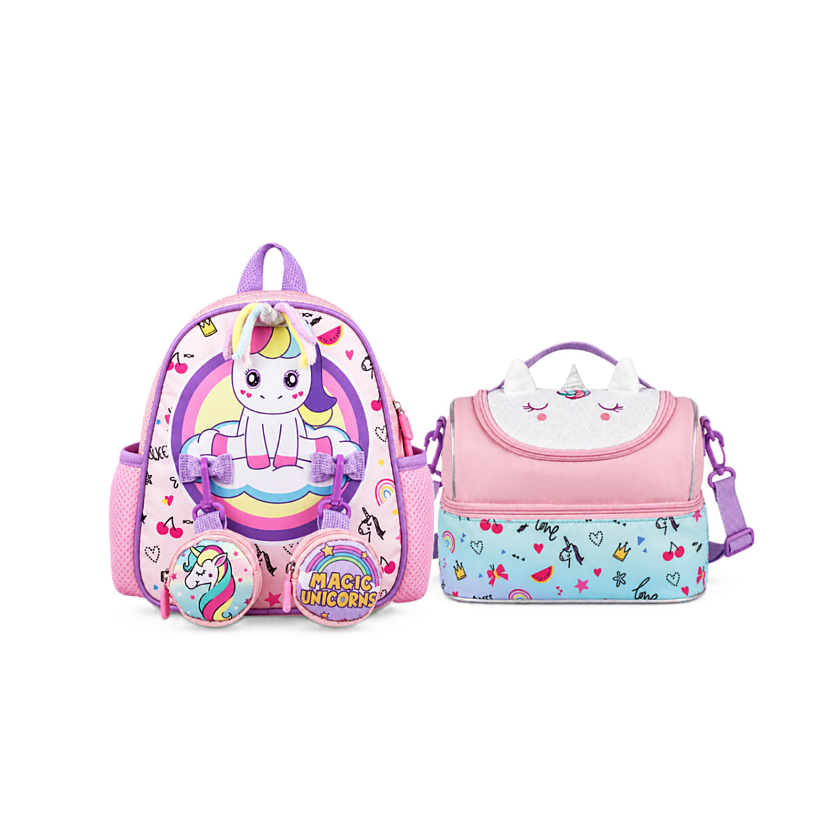 Supercute Magic Unicorn School Backpack & Lunch Bag Set