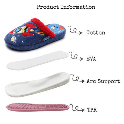 Kids Space Rocket Cozy Home Slippers