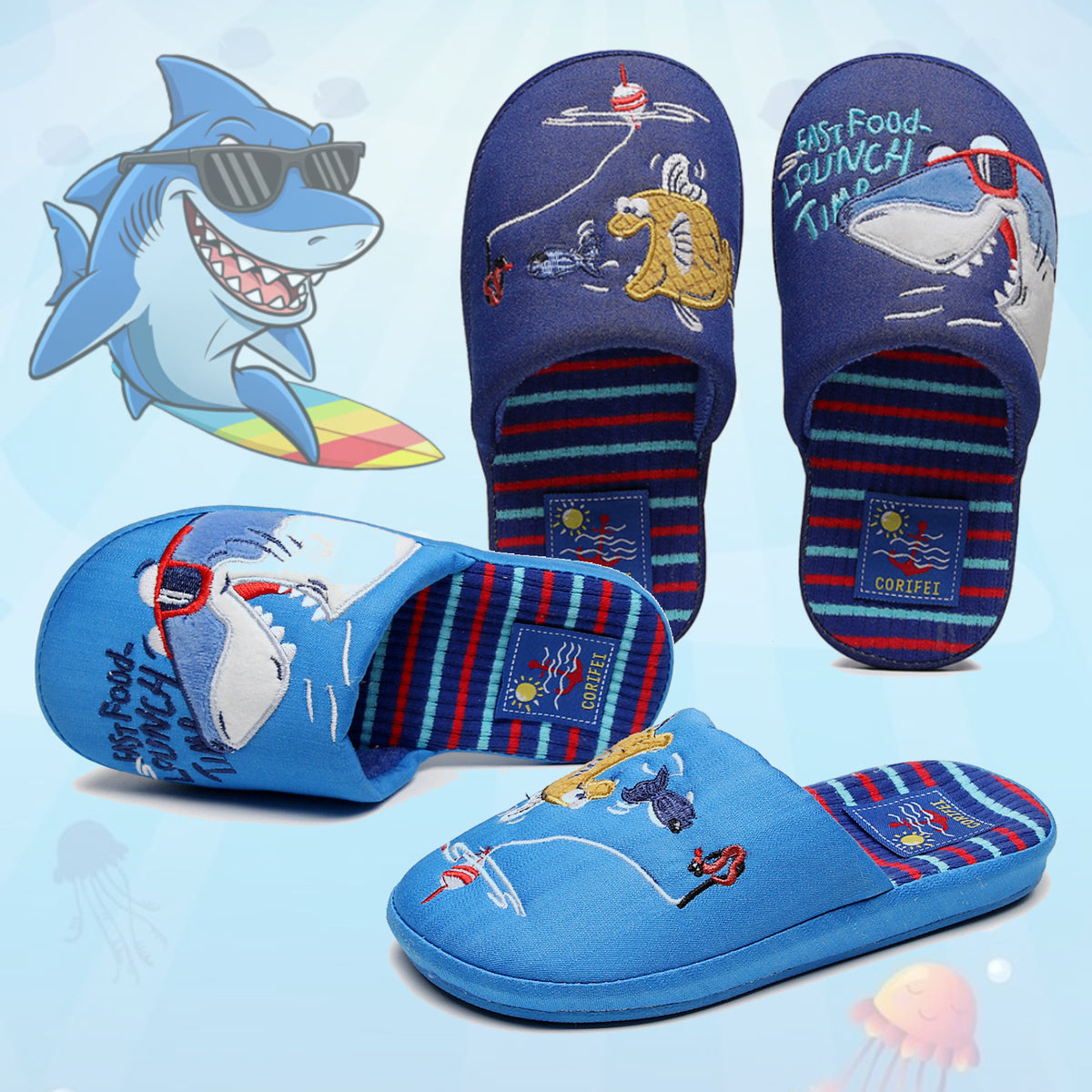 Children's Fin-tastic Fast Food Lunch Time Closed-Toe Home Slippers