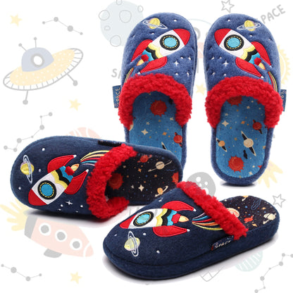 Kids Space Rocket Cozy Home Slippers