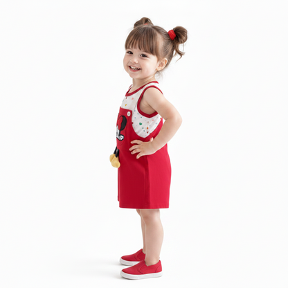 Minnie Mouse Girl's Red Shorts Overall Outfit Set