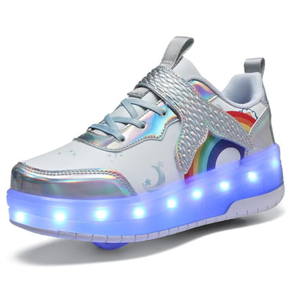 Kids Magical Light Up 2-in-1 Roller Skate Sneakers - Purple