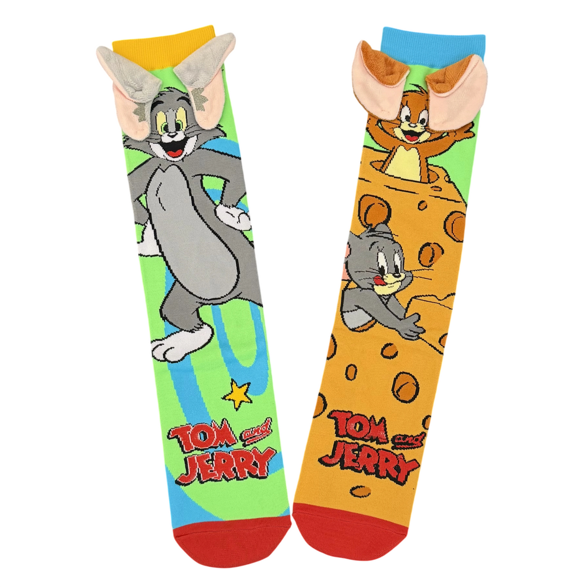 Tom & Jerry Mismatched Knee-High Crazy Socks