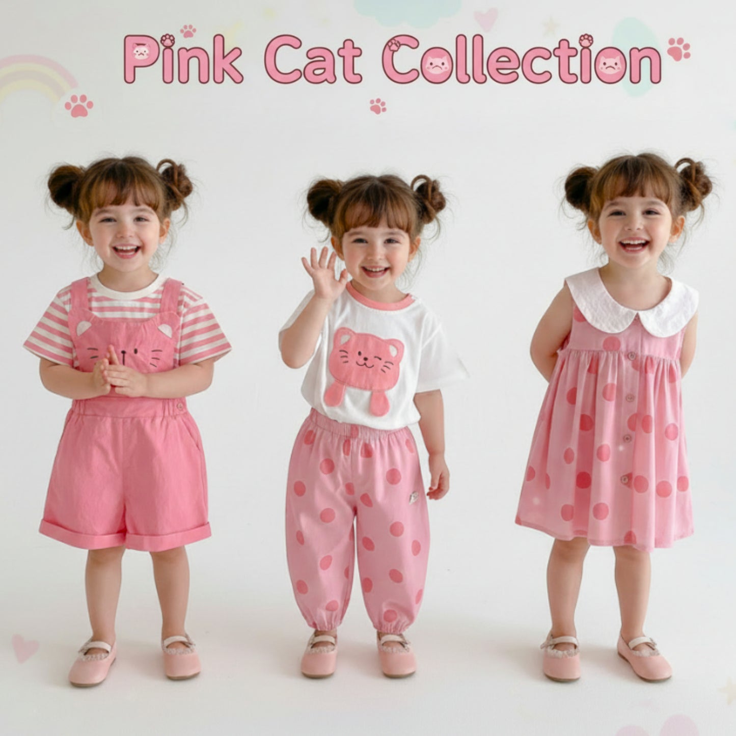 Girls' Pink Cat Outfit Set