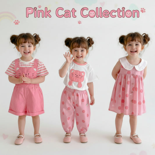 Girls' Pink Cat Outfit Set