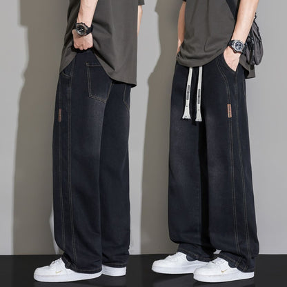 Men's Wide-Leg Drawstring Streetwear Skate Denim Jeans
