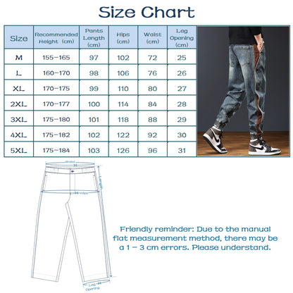 Men's Retro Denim Joggers with Corduroy Trim