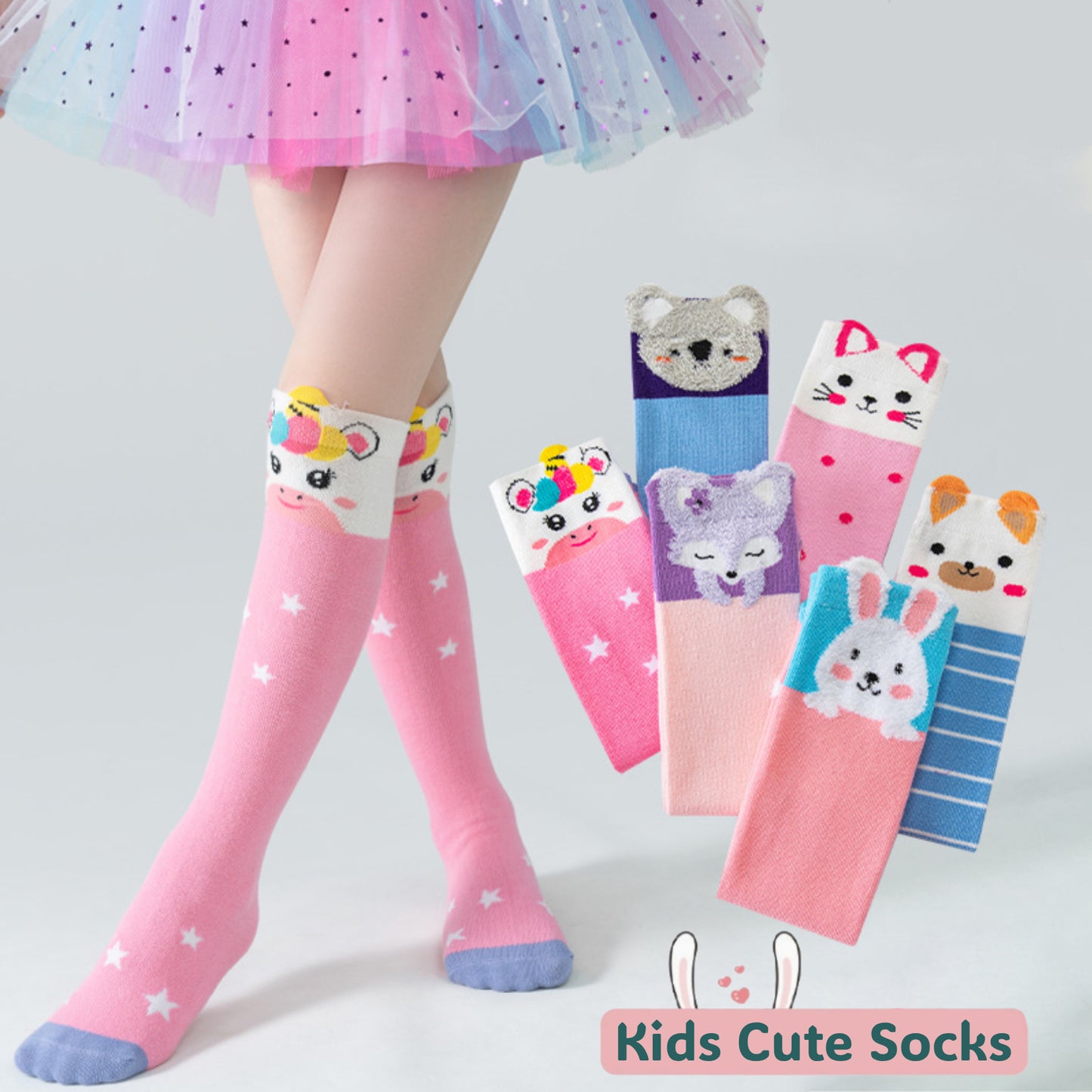 Girls Animal Cartoon Over-The-Knee Crazy Socks