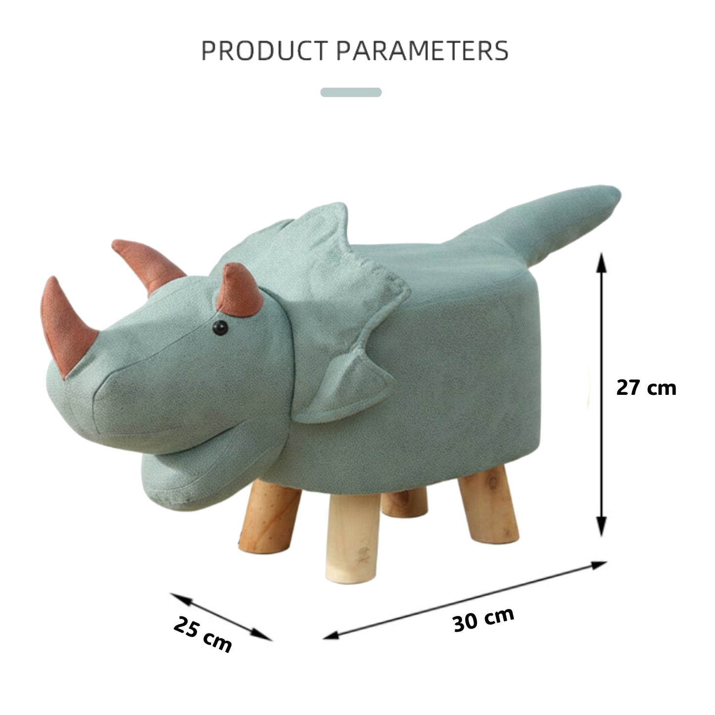 Smiling Triceratops Animal Children's Ottoman Footstool