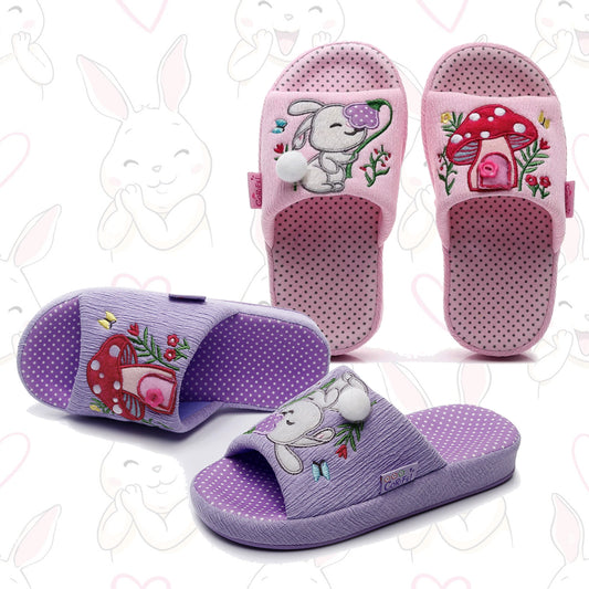 Children's Bunny in Cottagecore Mushroom Home Slippers
