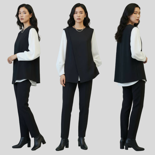 Women 2pcs Loose Long-Sleeved + Vest Top Set