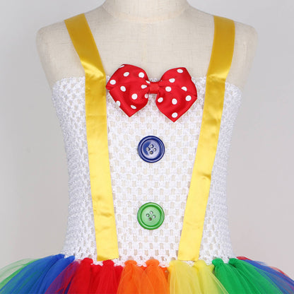 Girls Rainbow Clown Tutu Costume Set