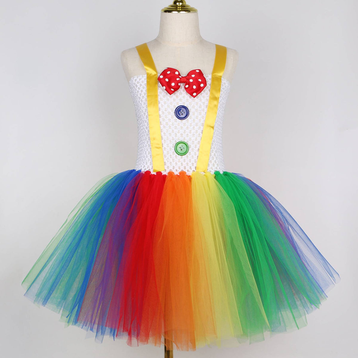 Girls Rainbow Clown Tutu Costume Set