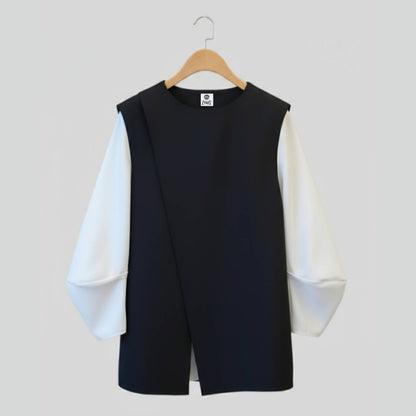 Women 2pcs Loose Long-Sleeved + Vest Top Set