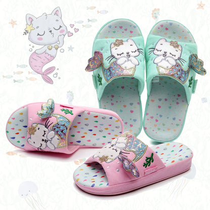 Children's Mermaid Cat Home Slippers