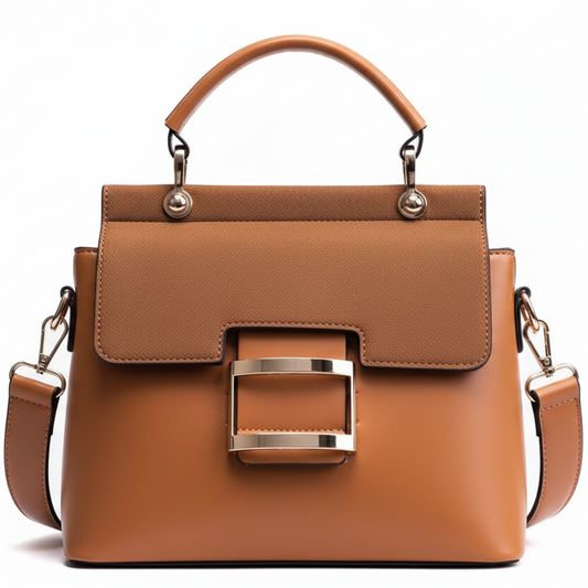 Buckle Frosted Medium Tote Shoulder Bag