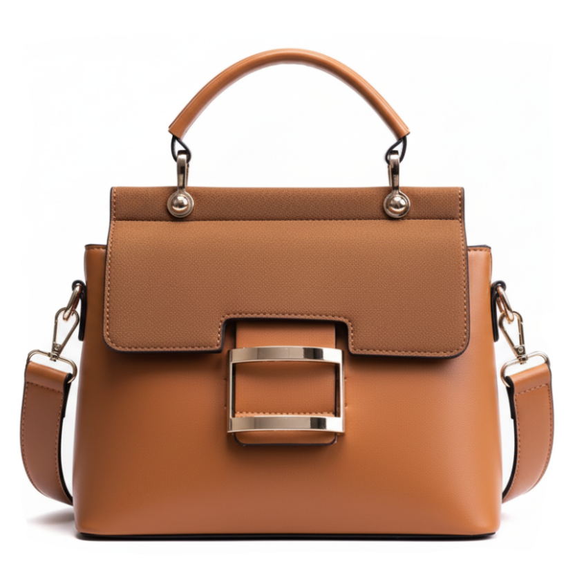 Buckle Frosted Medium Tote Shoulder Bag