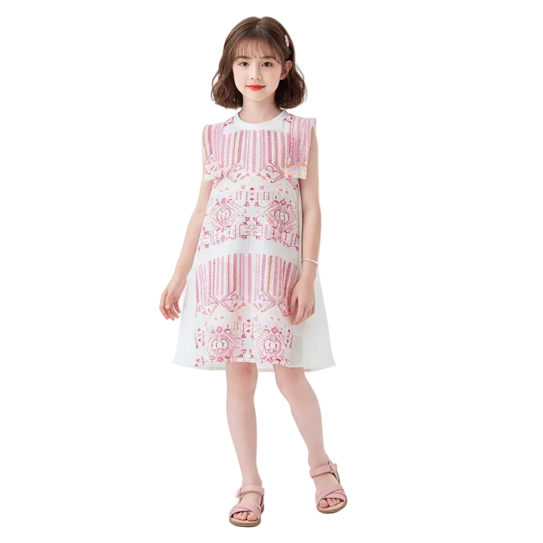 Girls Gardenia Embroidered Pleated Sundress