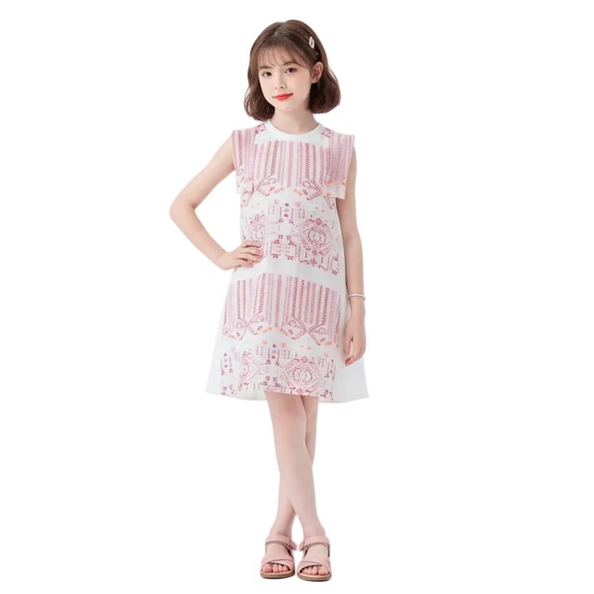 Girls Gardenia Embroidered Pleated Sundress