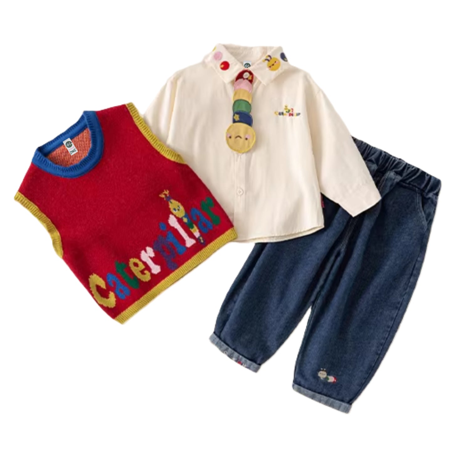 Boy's Multicolor Knit Caterpillar 3-Piece Outfit Set