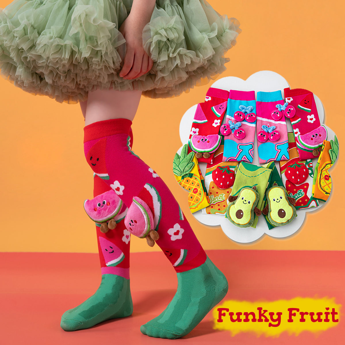 Funky Fruit 3D Cartoon Knee-High Socks