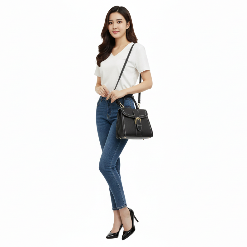 Cinch Belt Large Satchel Crossbody / Handbag
