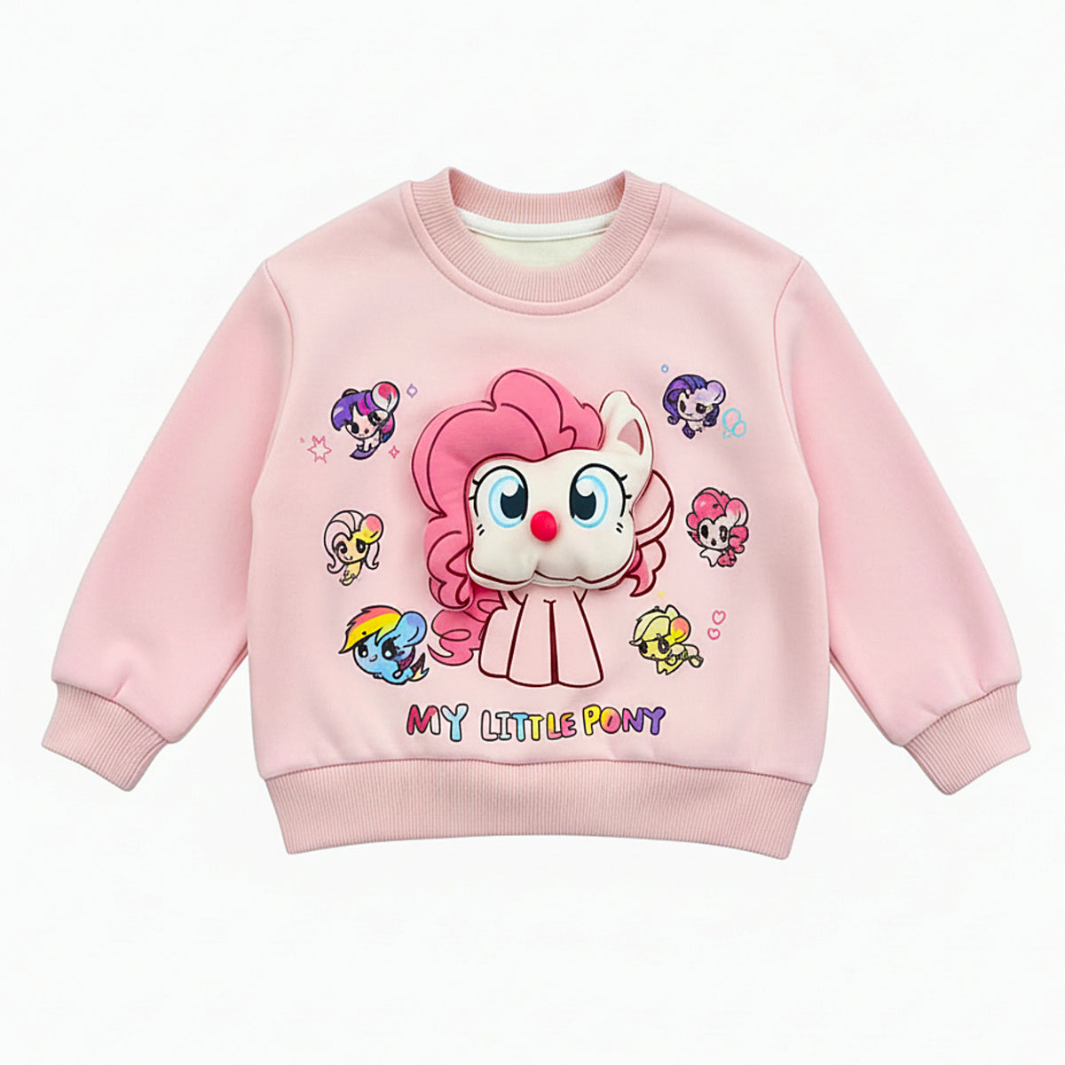 Girls 3D Cartoon Applique Pullover Sweatshirt
