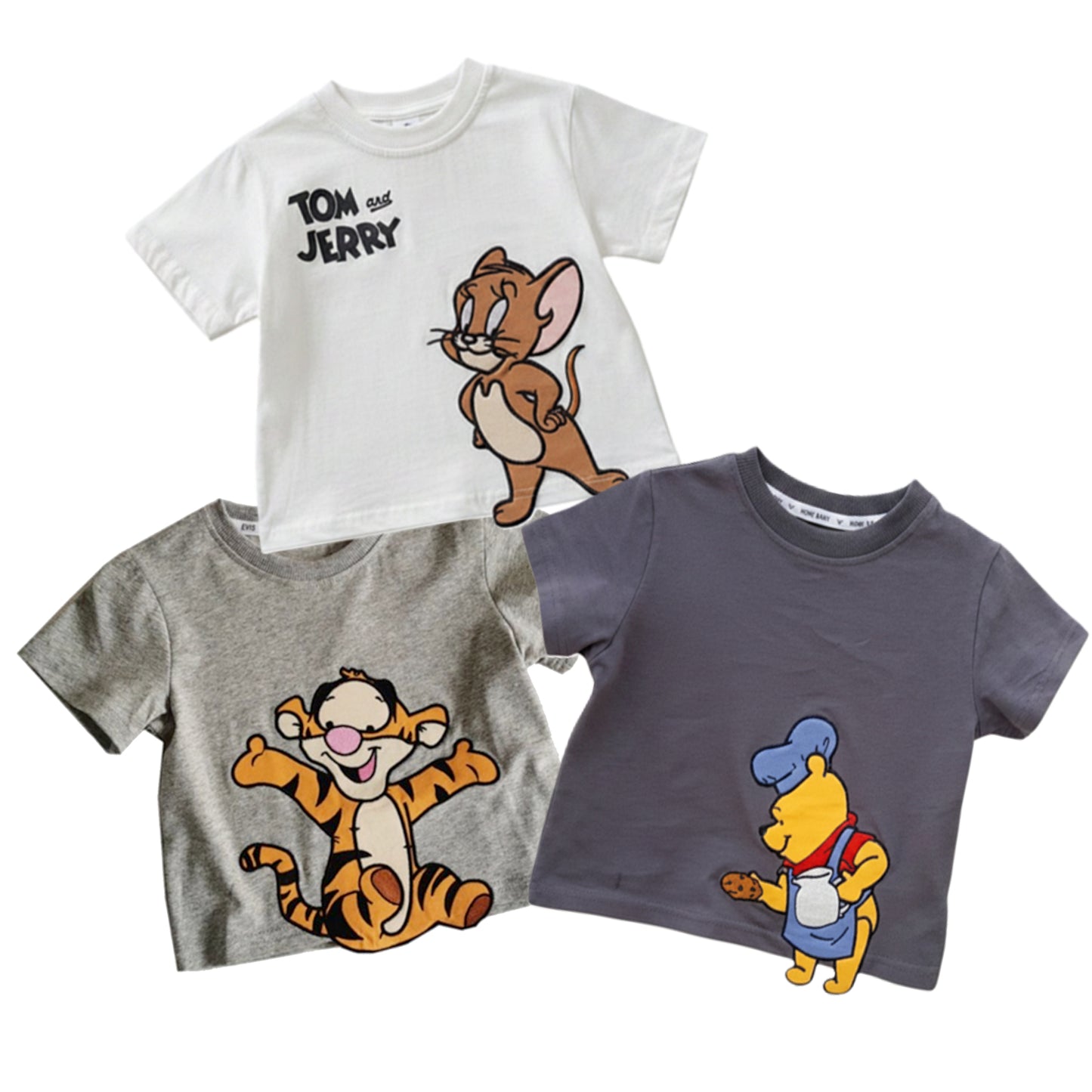 Children's Cartoon Appliques T-shirt 3-Piece Set