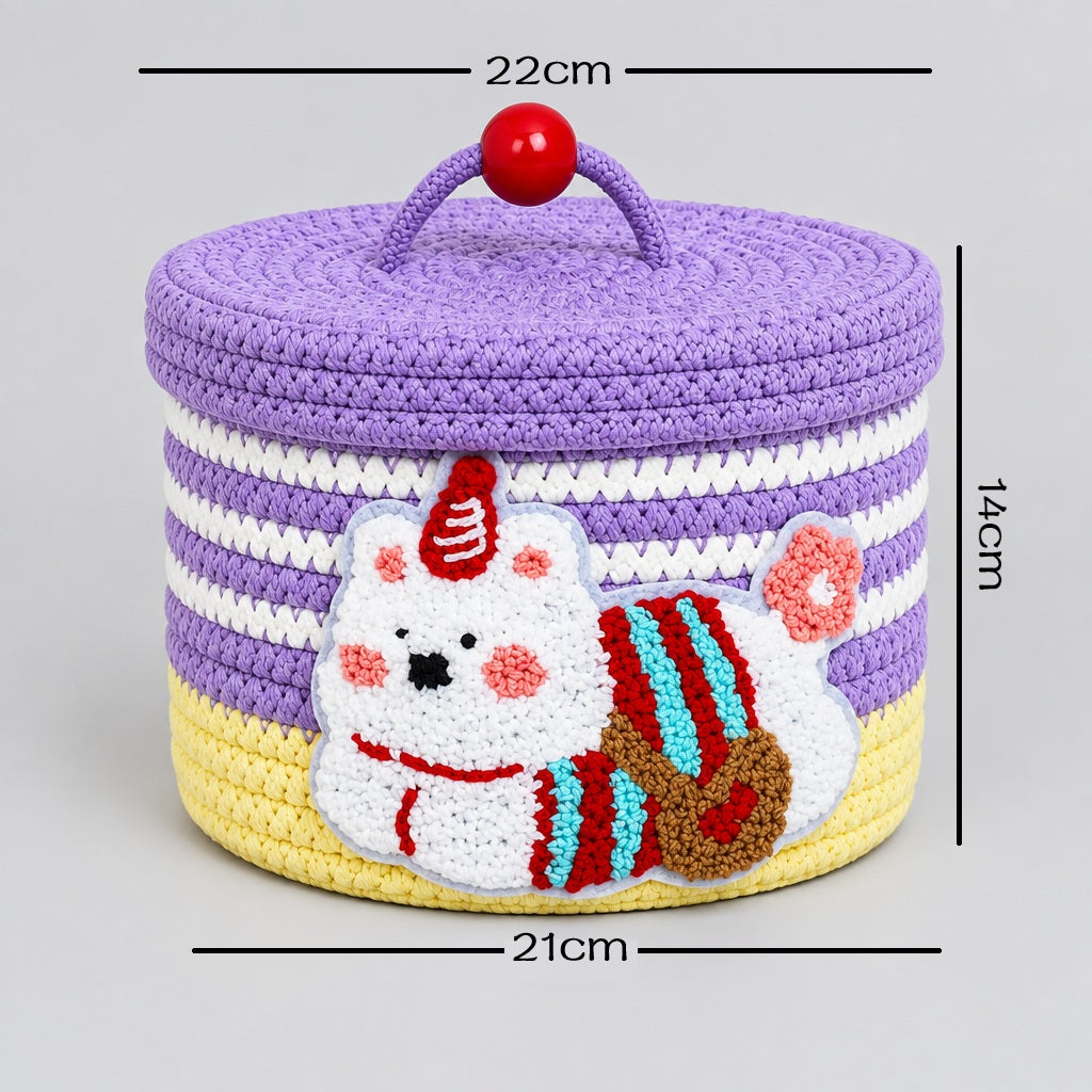 Puppy Woven Storage Basket with Lid