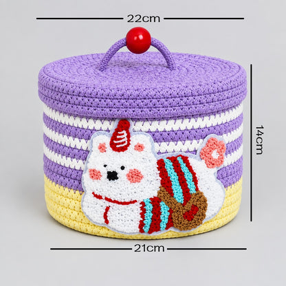 Puppy Woven Storage Basket with Lid