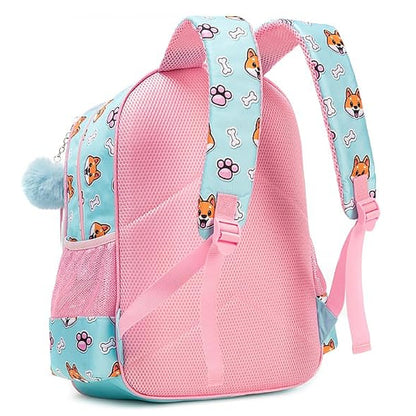 3-Piece 3D Cute Corgi Dog Plush School Bag Set / Backpack + Lunch Bag + Pencil Case
