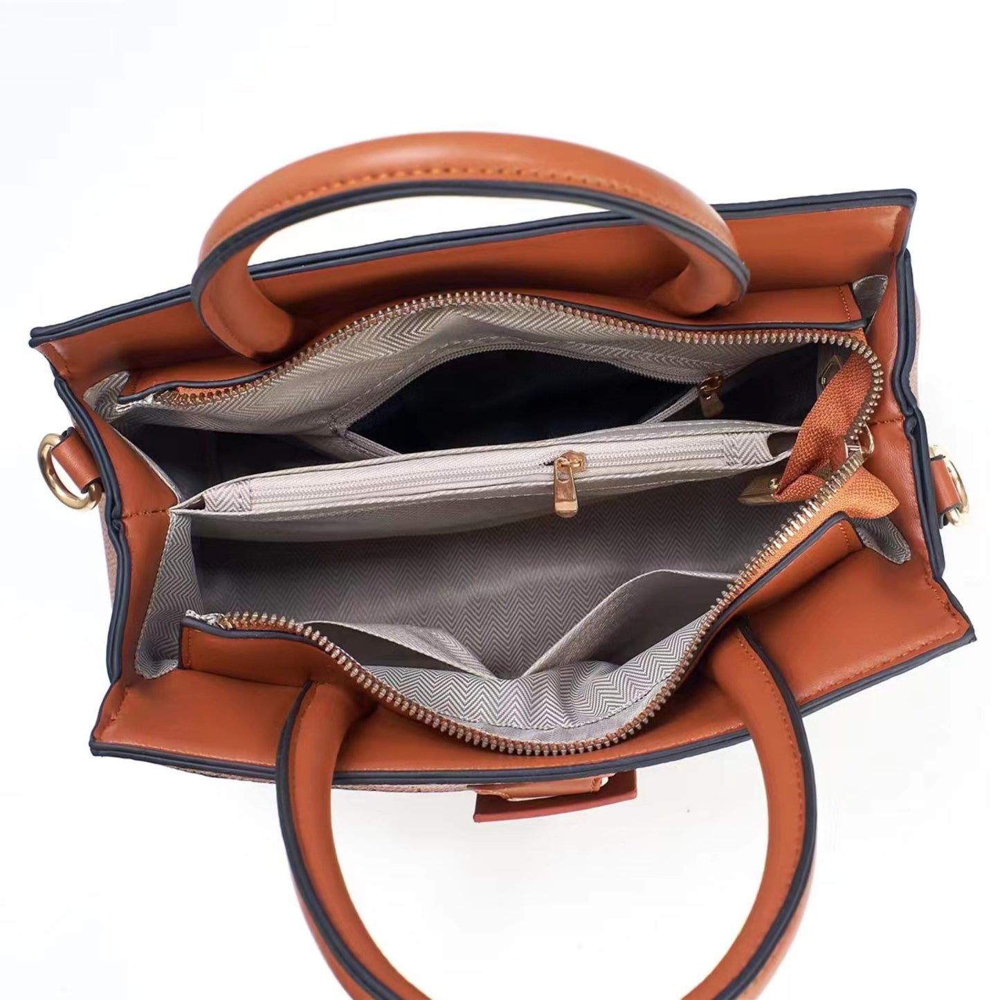Patterned Linear Buckle Satchel Shoulder / Crossbody Bag