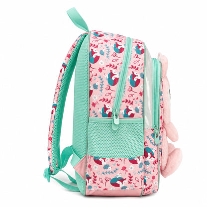 3-Piece Cute 3D Fluffy Pink Cat School Bag Set - Backpack + Lunch Bag + Pencil Case