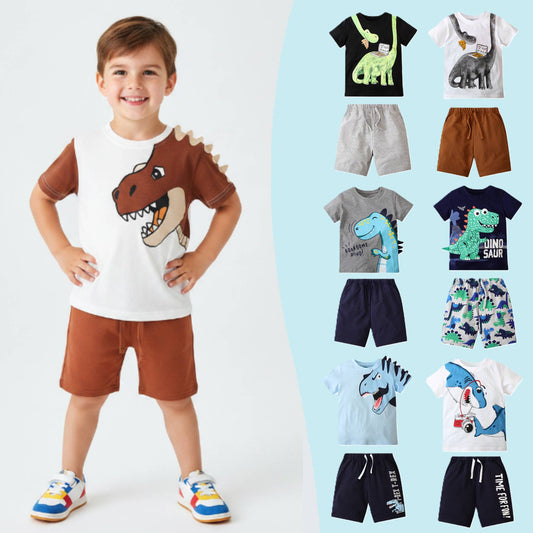 Boys Cute Cartoon Summer 2-Piece Outfit Set