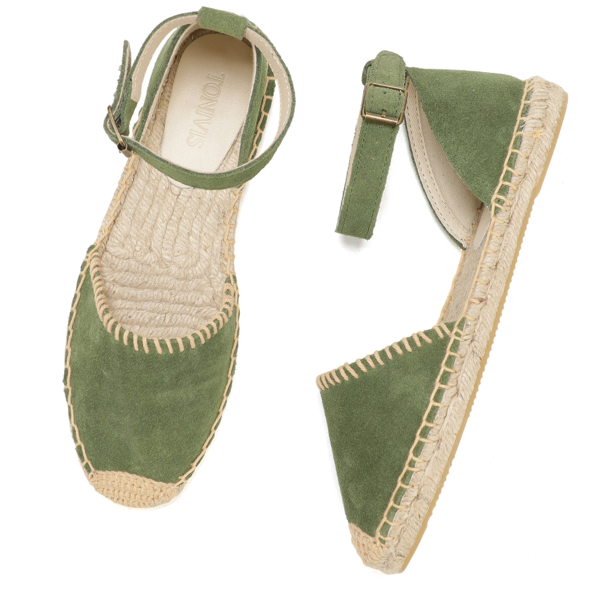 TONIVIS Women's Suede Leather Ankle Strap Espadrille Sandals