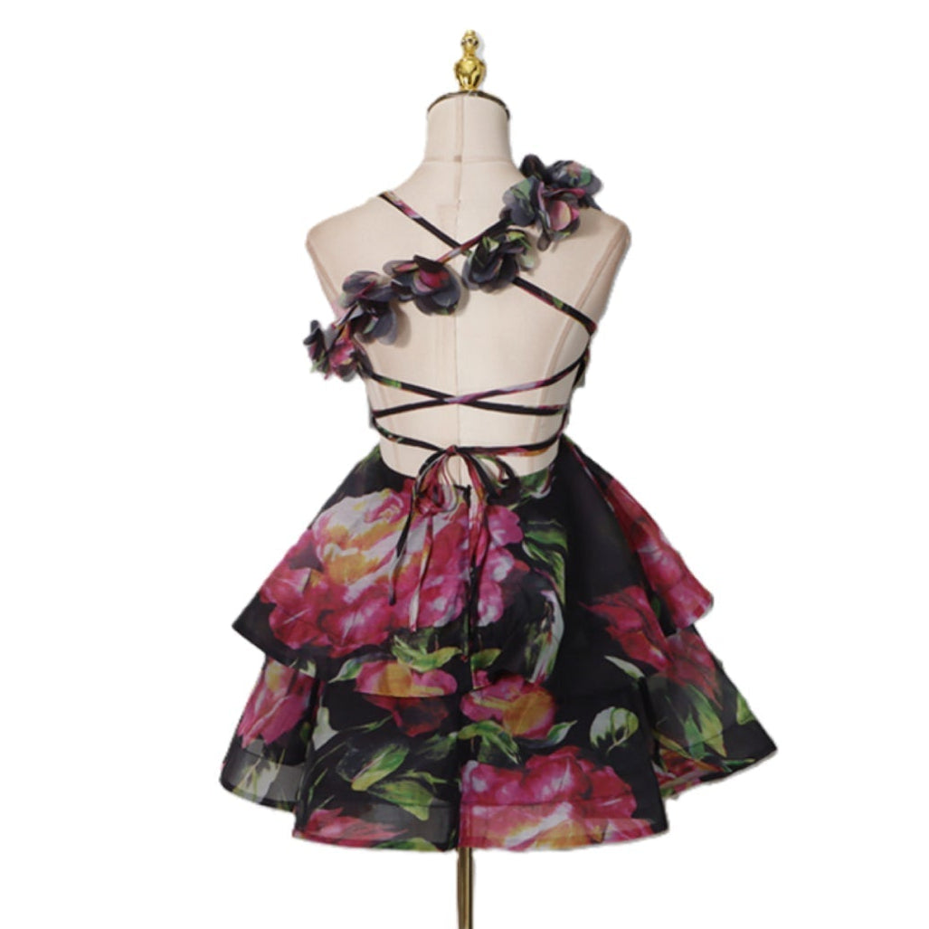 Wildflower Backless V Neck Mini Dress